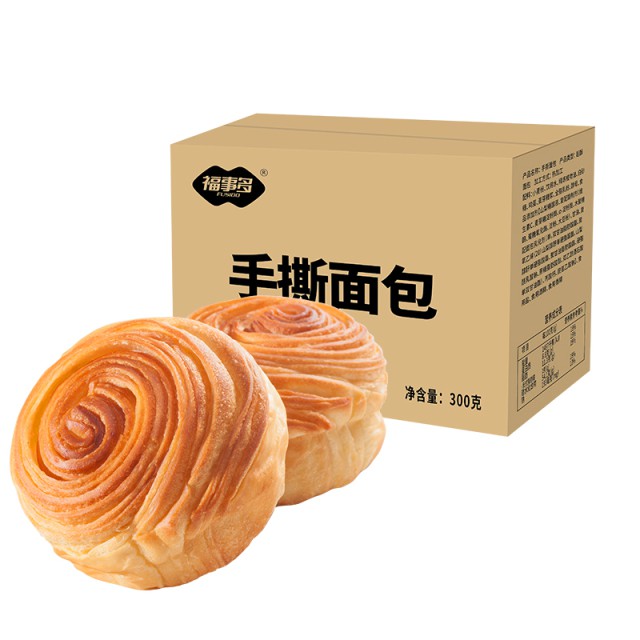 福事多手撕早餐面包300g整箱