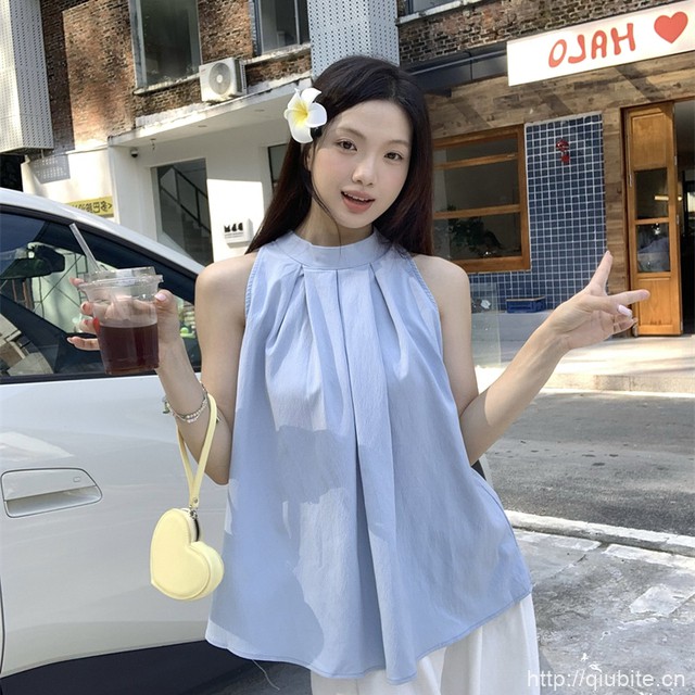 女士法式红色格子无袖背心