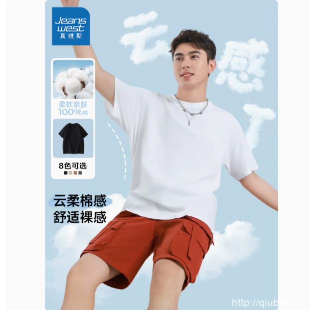 真维斯纯棉纯色短袖T恤2件