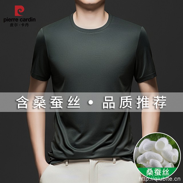 皮尔卡丹含桑蚕丝男士T恤