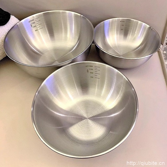 3个装！带刻度不锈钢盆料理盆沙拉盆