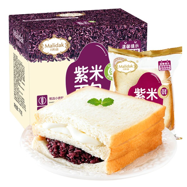 玛呖德紫米奶酪三明治夹心面包800g