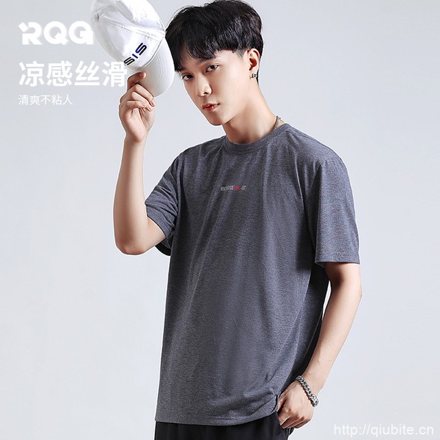 R.Q.G男士夏季凉感速干T恤短袖圆领上衣