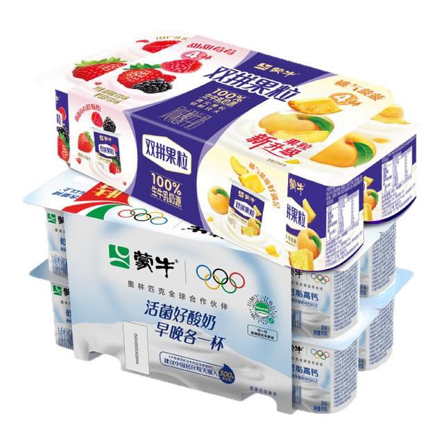蒙牛双拼黄桃草莓风味酸奶24杯
