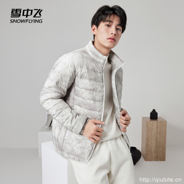 雪中飞官旗 男立领羽绒服