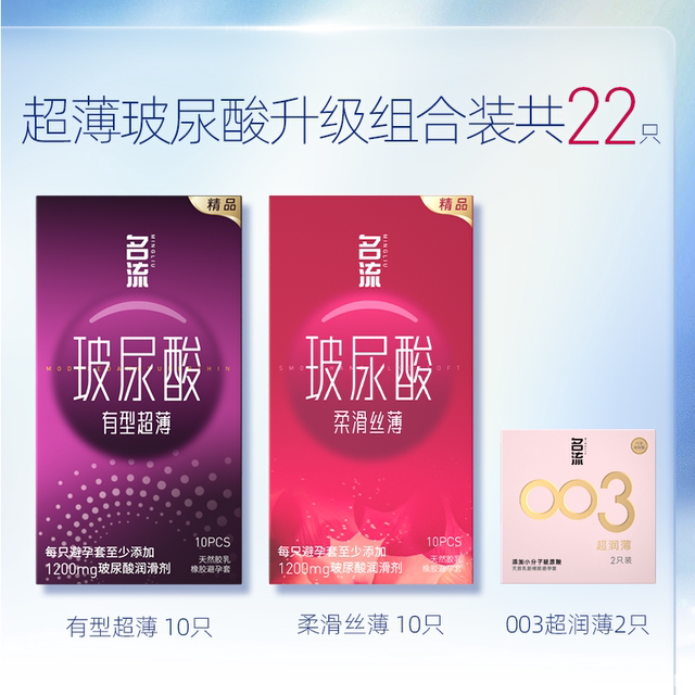 名流超薄玻尿酸避孕套【三盒22支】